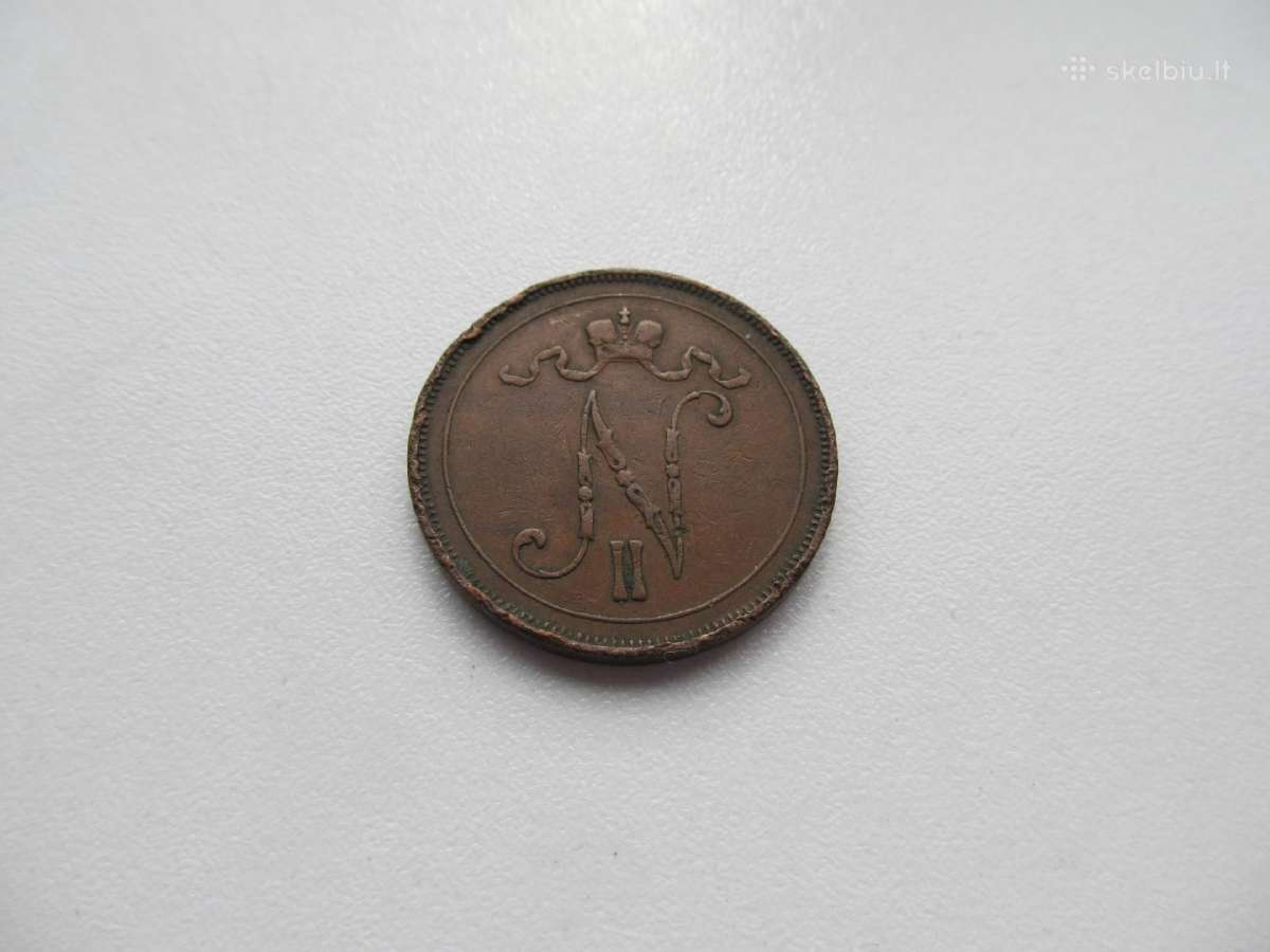 10 pennia , Rusija Suomija ,1905, 1907, 1908 - nuotraukos Nr. 4