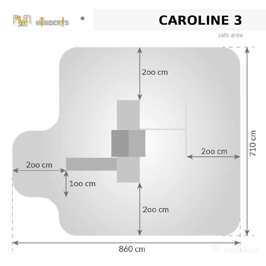 Lauko žaidimų aikštelė "Caroline 3" (balta+pilka) - nuotraukos Nr. 4