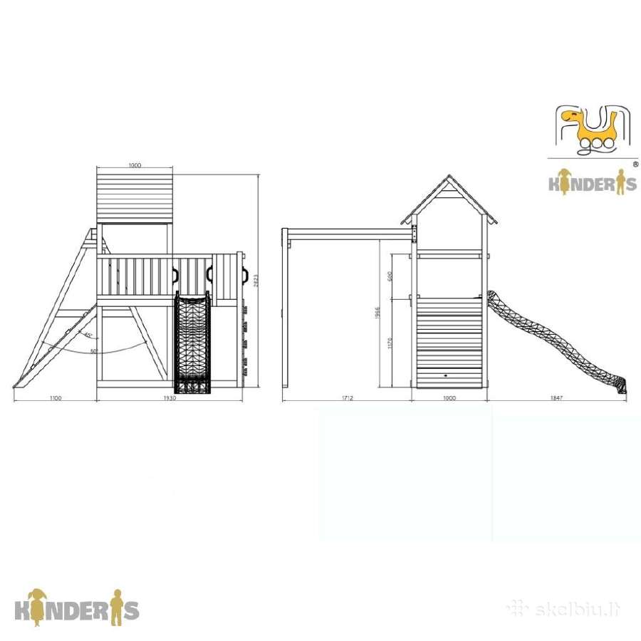 Lauko žaidimų aikštelė "Caroline 3" (balta+pilka) - nuotraukos Nr. 5