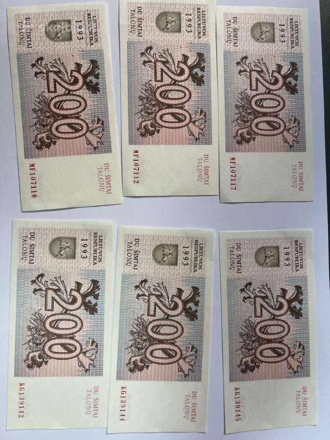 200 talonu 1993 Unc - nuotraukos Nr. 2