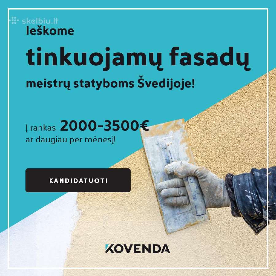 Darbas Švedijoje tinkuojamų fasadų meistrams