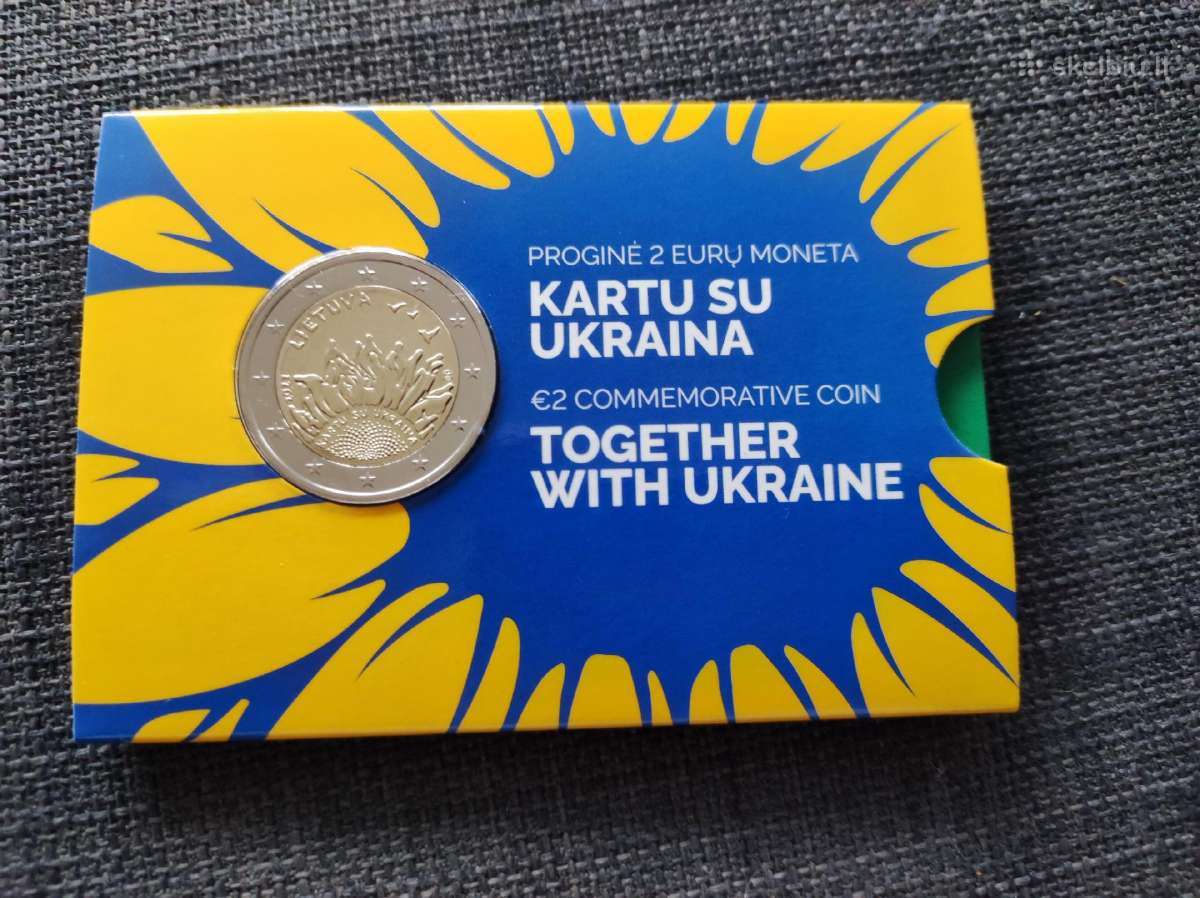 2 € moneta ,Kartu su Ukraina" bankinėje kortelėje