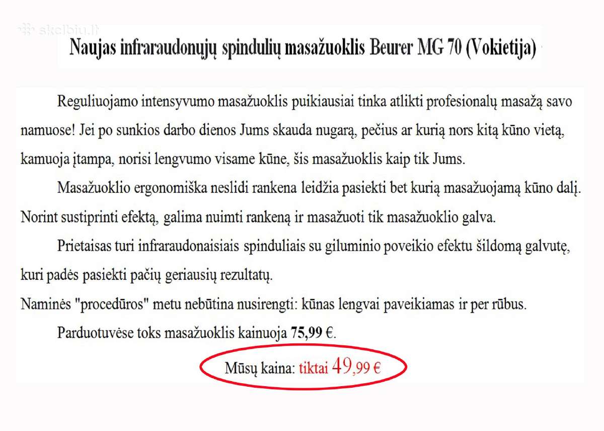 Naujas smūginis masažuoklis Beurer Mg 70 - nuotraukos Nr. 2