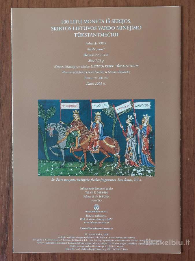 Monetų L-as Lietuvos vardo minėjimo tūkstantmečiui - nuotraukos Nr. 3