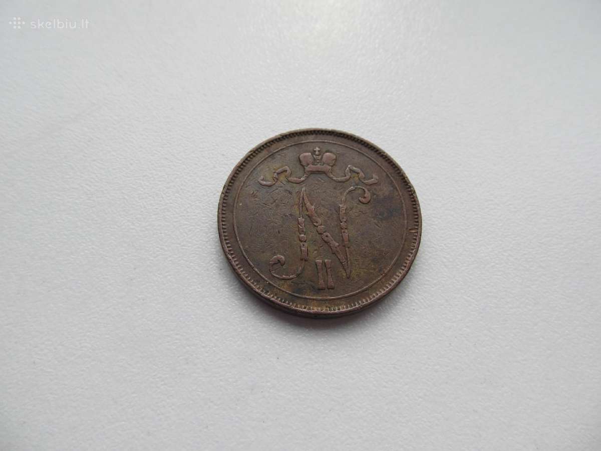 10 pennia , Rusija Suomija ,1905, 1907, 1908 - nuotraukos Nr. 2