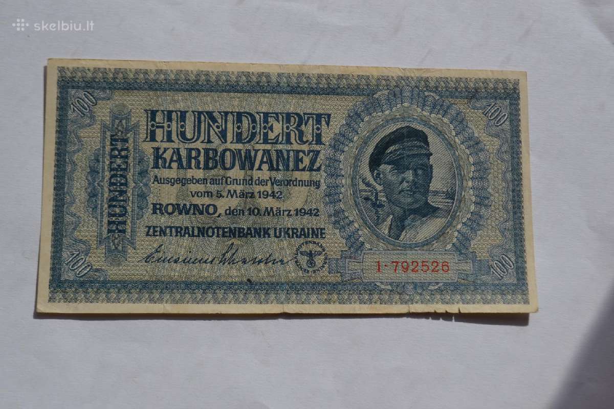 100 karbovancu 1942 m.puikus banknotas,retas
