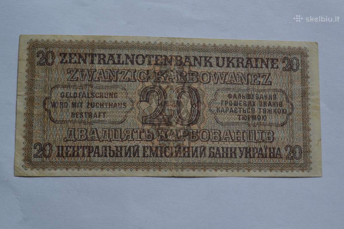 20 karbovancu 1942 m.puikus banknotas - nuotraukos Nr. 2