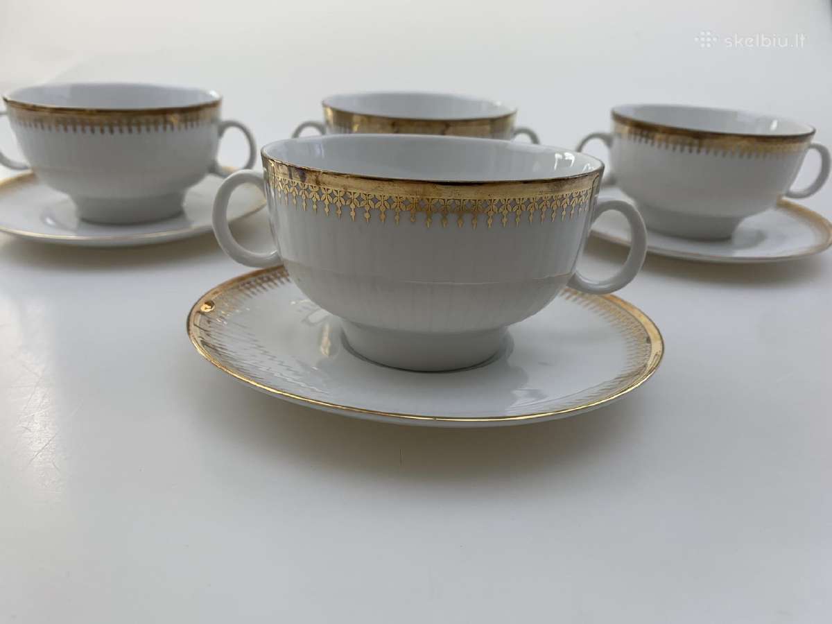 Vintažinis dubenėlis su lėkštute sriubai košėms - nuotraukos Nr. 3