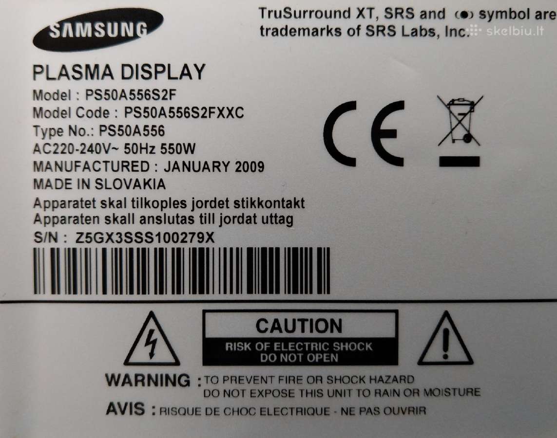 Samsung Ps50a556s2f ant dalių