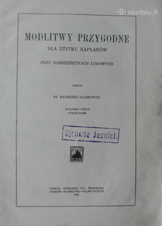 376. Modlitwy Przygodne Dla Uzytku Kaplanw 1929 m.