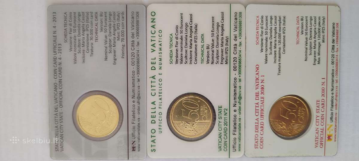 Vatican 50 cent monetų kortele10/11/13/15/16/17/18 - nuotraukos Nr. 4