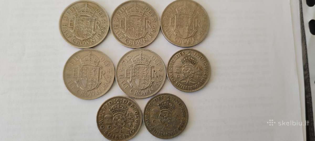 Anglų monetos Shillings/crown
