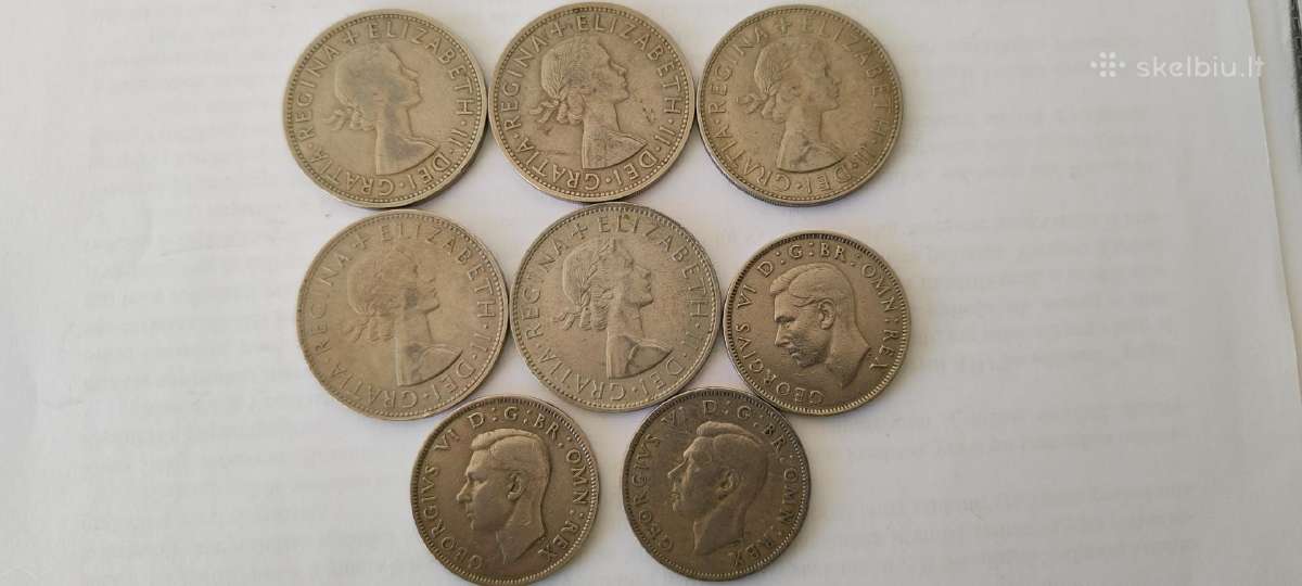 Anglų monetos Shillings/crown - nuotraukos Nr. 2
