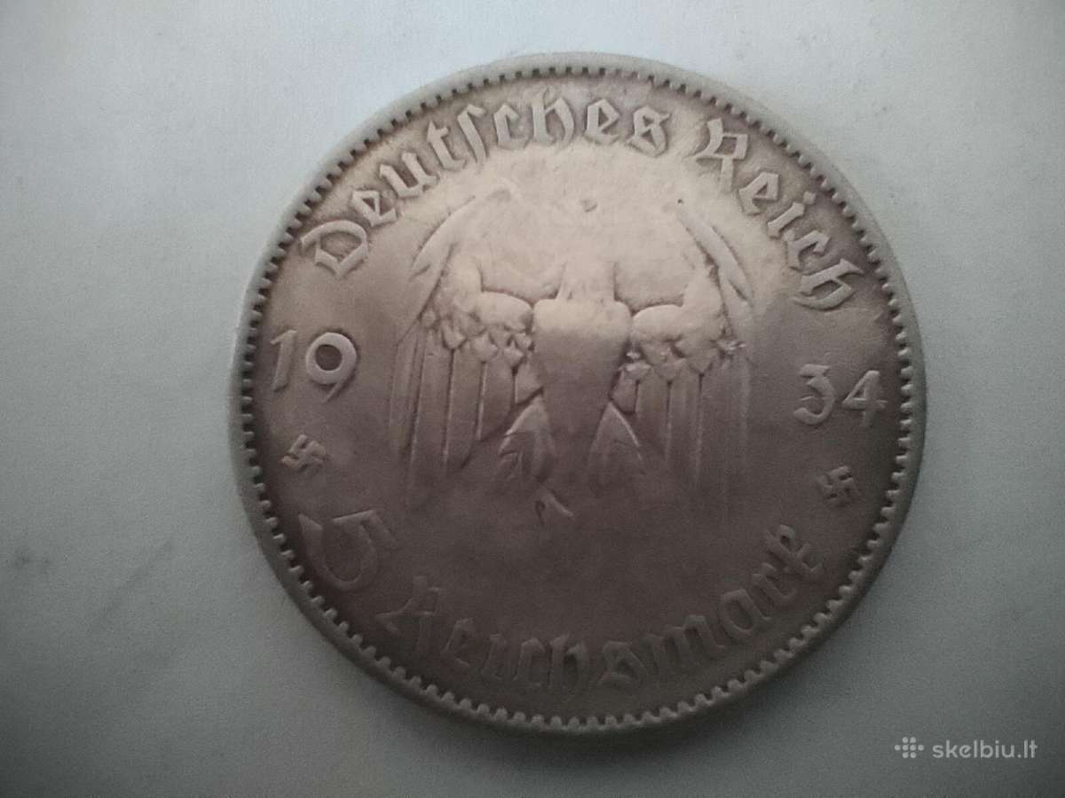 Moneta 5 Reichsmark 1934 sidabras