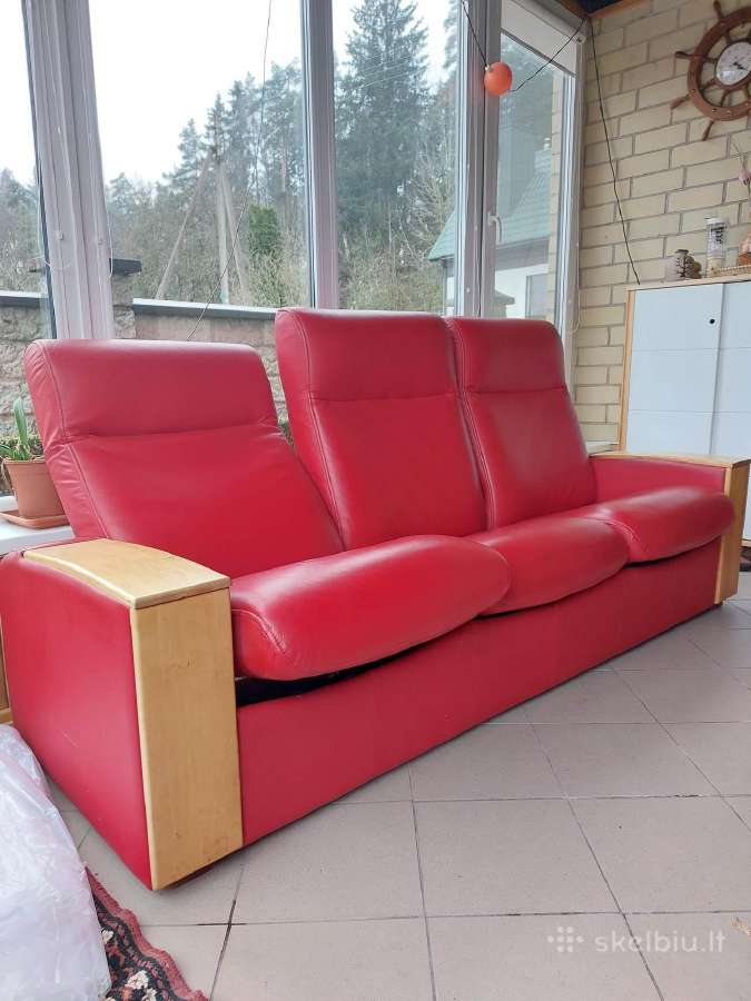 Puikios būklės odinė sofa ir fotelis - nuotraukos Nr. 3