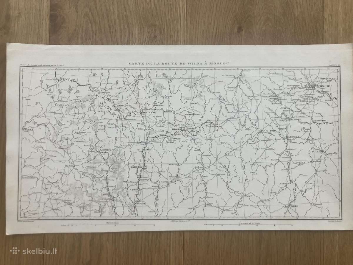 Antikvarinis Napoleono žygio į Rusiją žemėlapis