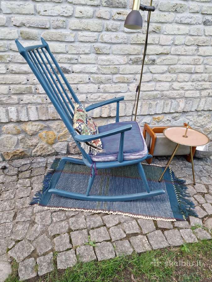 Vintažinis mid century autorinis supamas krėslas - nuotraukos Nr. 15