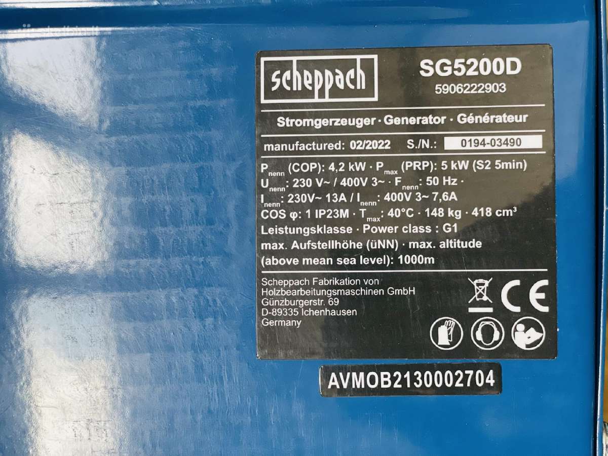 Dyzelinis generatorius, Sg5200d Scheppach - nuotraukos Nr. 5
