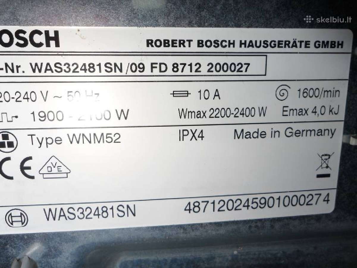 Skalbimo masina bosch 8kg - nuotraukos Nr. 4