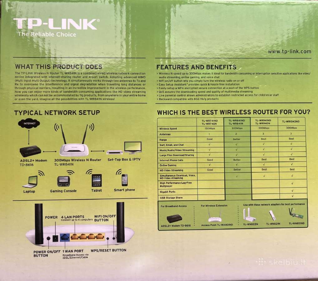 Tp-link Tl-wr841n V10 maršrutizatorius routeris - nuotraukos Nr. 3