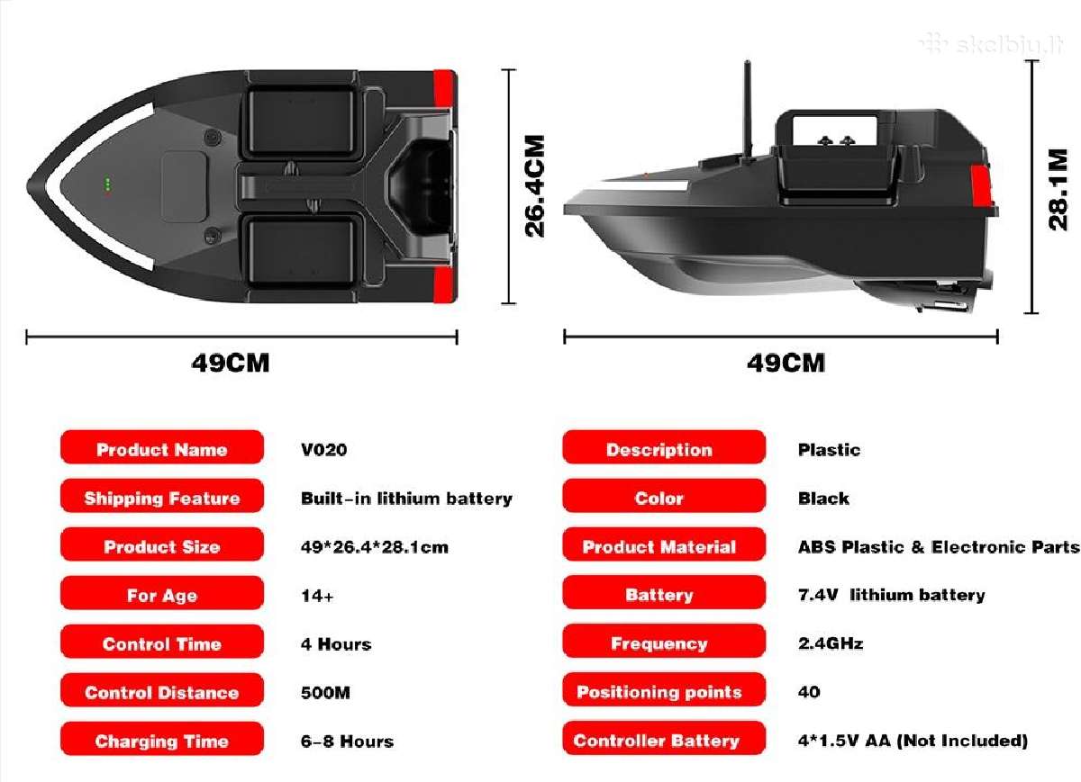 Flytec V020 pašarų laivelis su GPS navigacija - nuotraukos Nr. 7