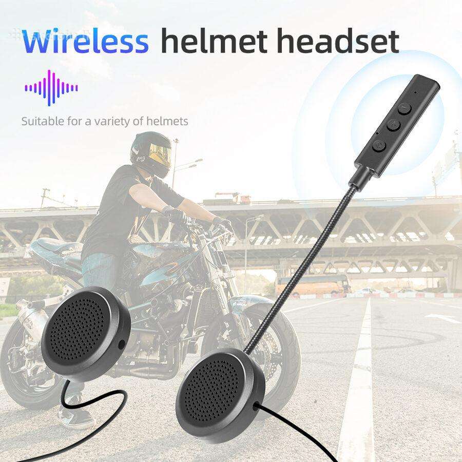 Šalme integruojamos belaidės ausinės motociklui