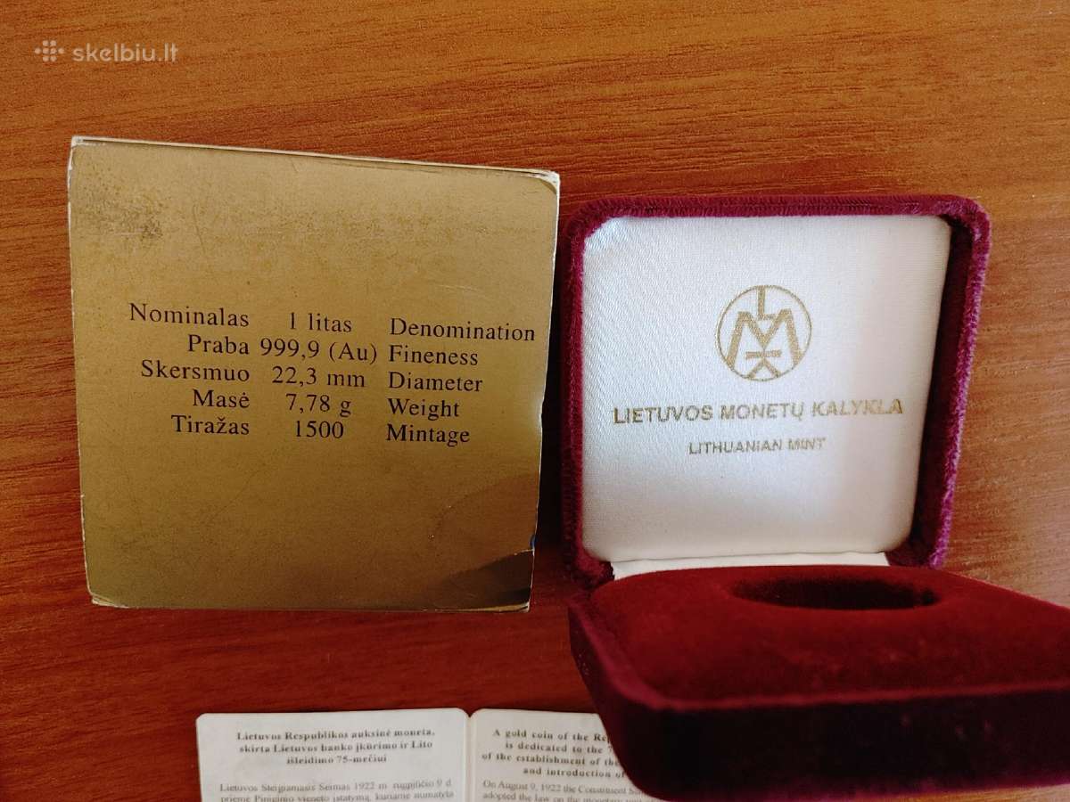 1997m. Jurgutis 1lt (au) - dėžutė, sertifikatas - nuotraukos Nr. 3