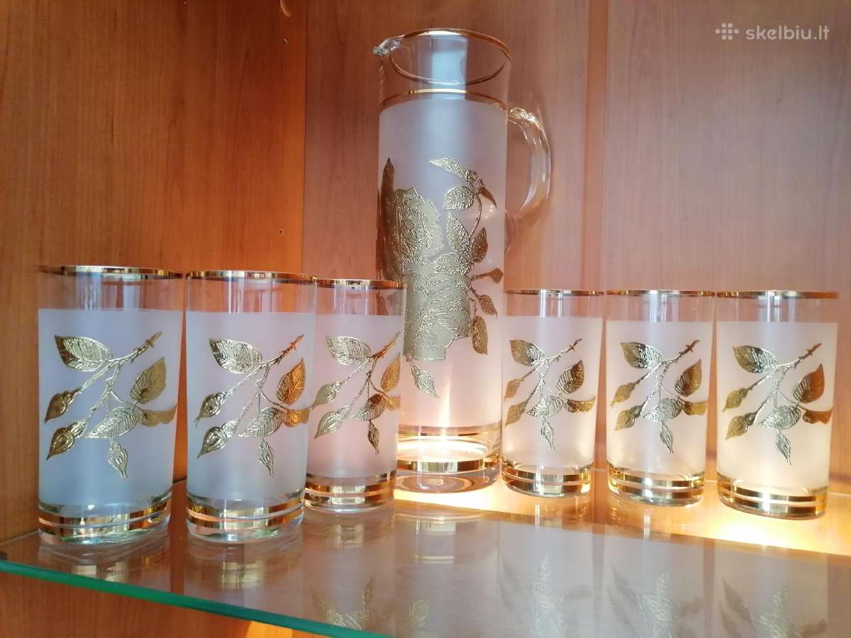 Stiklinis ąsotis su stiklinėmis - nuotraukos Nr. 2