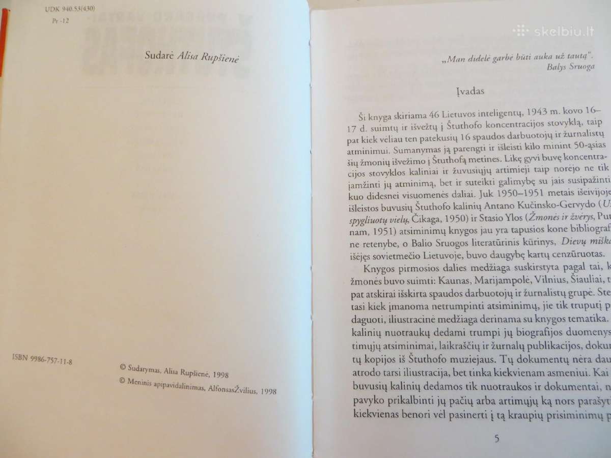 Knyga Pragaro vartai Štuthofas, A. Rupšienė 1998 - nuotraukos Nr. 4