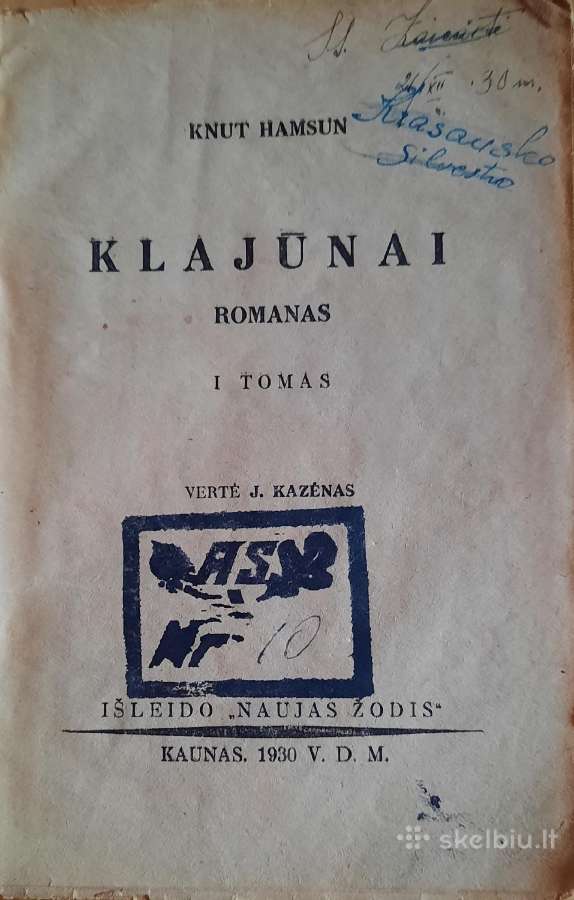 Antikvarinės Hamsun K. Klajūnai 1 ir 2 t. 1930 m. - nuotraukos Nr. 2