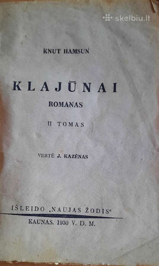 Antikvarinės Hamsun K. Klajūnai 1 ir 2 t. 1930 m. - nuotraukos Nr. 4