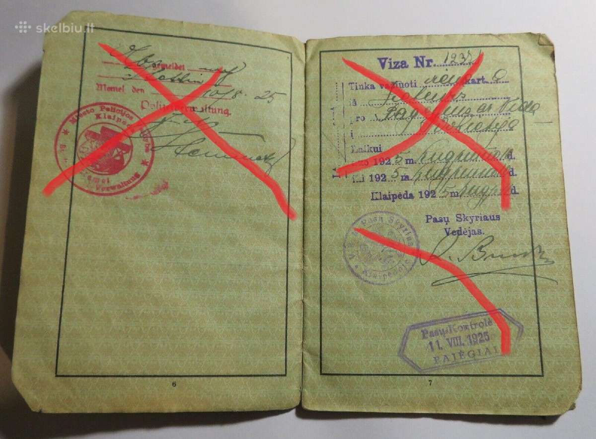 Memel Klaipeda tikras keliones pasas 1925 metu sms - nuotraukos Nr. 2