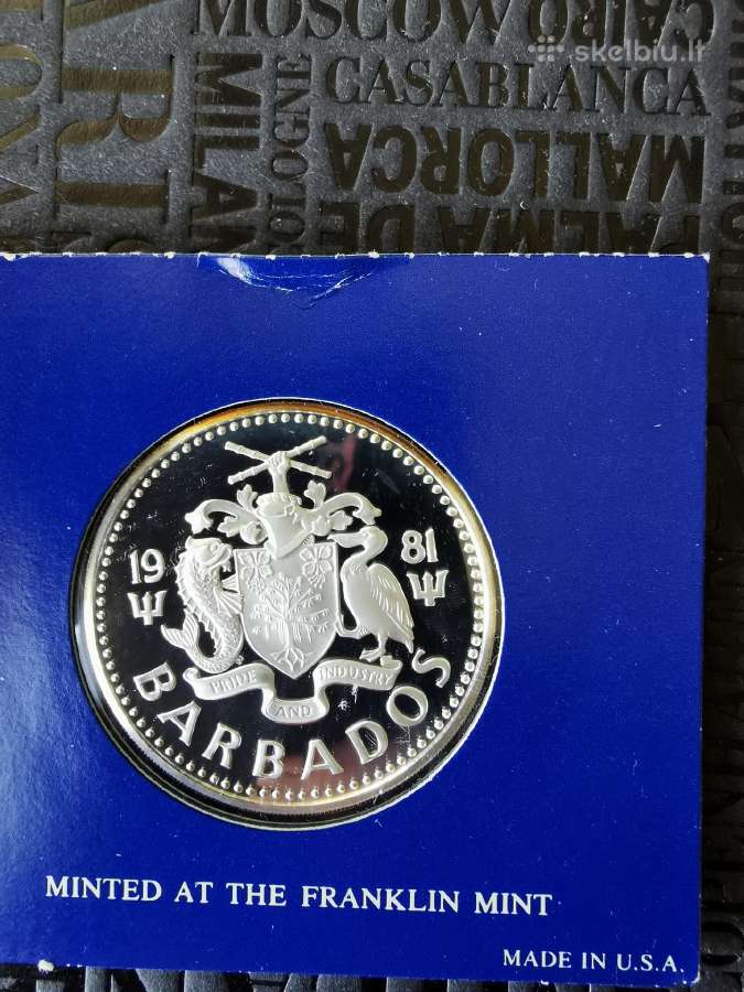 Barbadosas 1981 25 dollars Karibų menų fest. Ag500 - nuotraukos Nr. 2