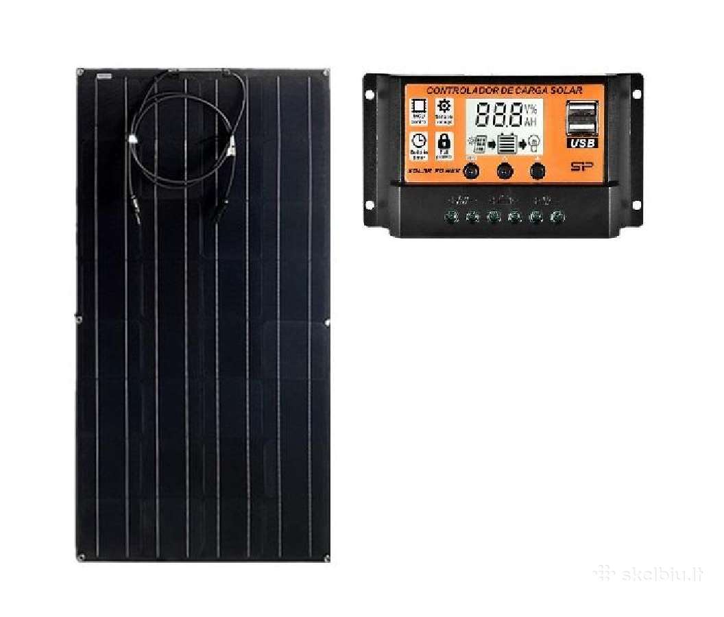 Saulės baterijos komplektas su valdikliu 100w 100a