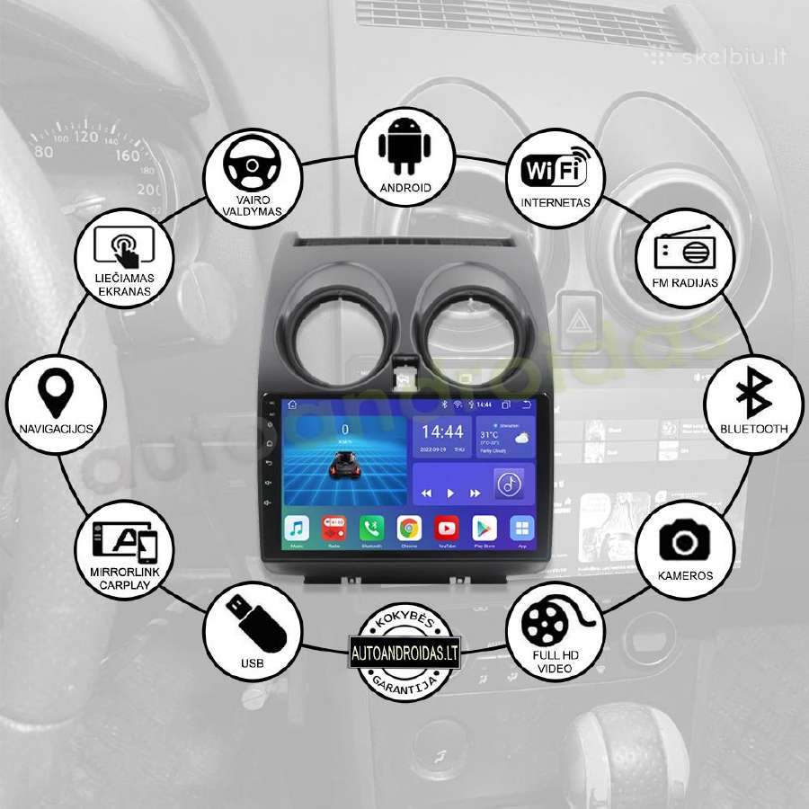 Nissan Qashqai 2006-13 Android multimedia GPS/WiFi - nuotraukos Nr. 2