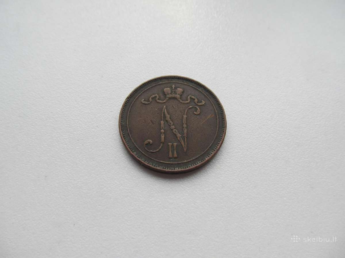 10 pennia , Rusija Suomija ,1905, 1907, 1908 - nuotraukos Nr. 6