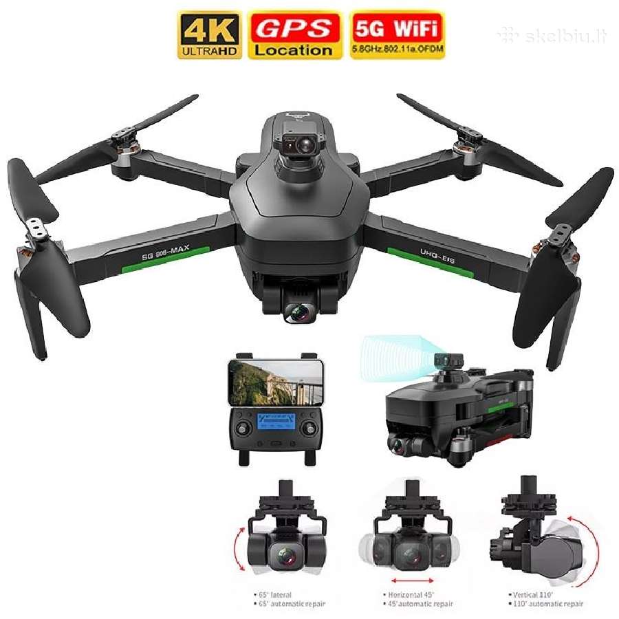 S906 Max1 dronas su dviejomis kameromis 4k, GPS ir - Skelbiu.lt