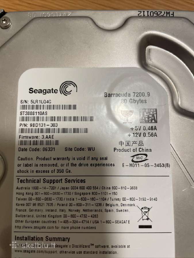 Seagate 80gb Sata - nuotraukos Nr. 2