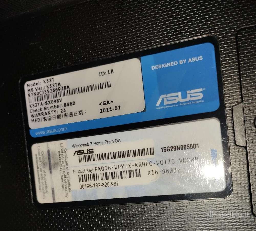 Nešiojamas kompiuteris Asus K53t - nuotraukos Nr. 4
