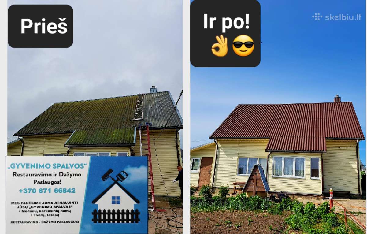 Medinių-dekoro Fasadų dažymas-stogų Dažymas! - nuotraukos Nr. 19