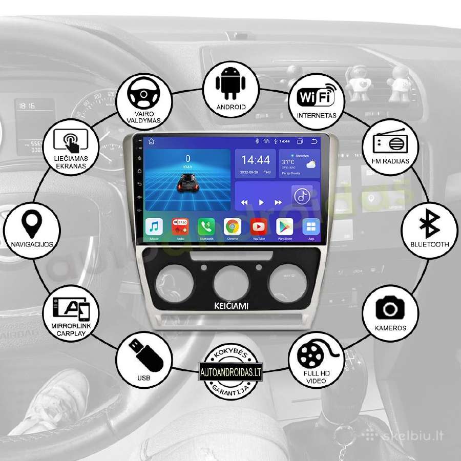 Skoda Octavia Android multimedia Usb/GPS/WiFi/10" - nuotraukos Nr. 2