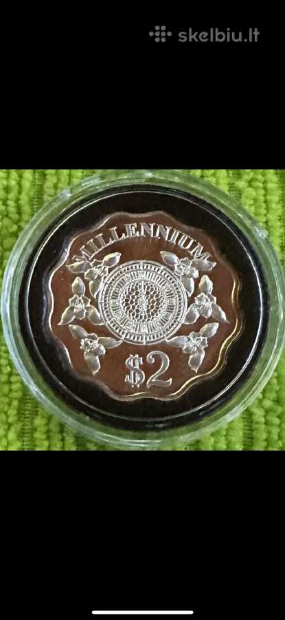 Moneta Cayman isl. 2000m. 2 dollars, sidabras