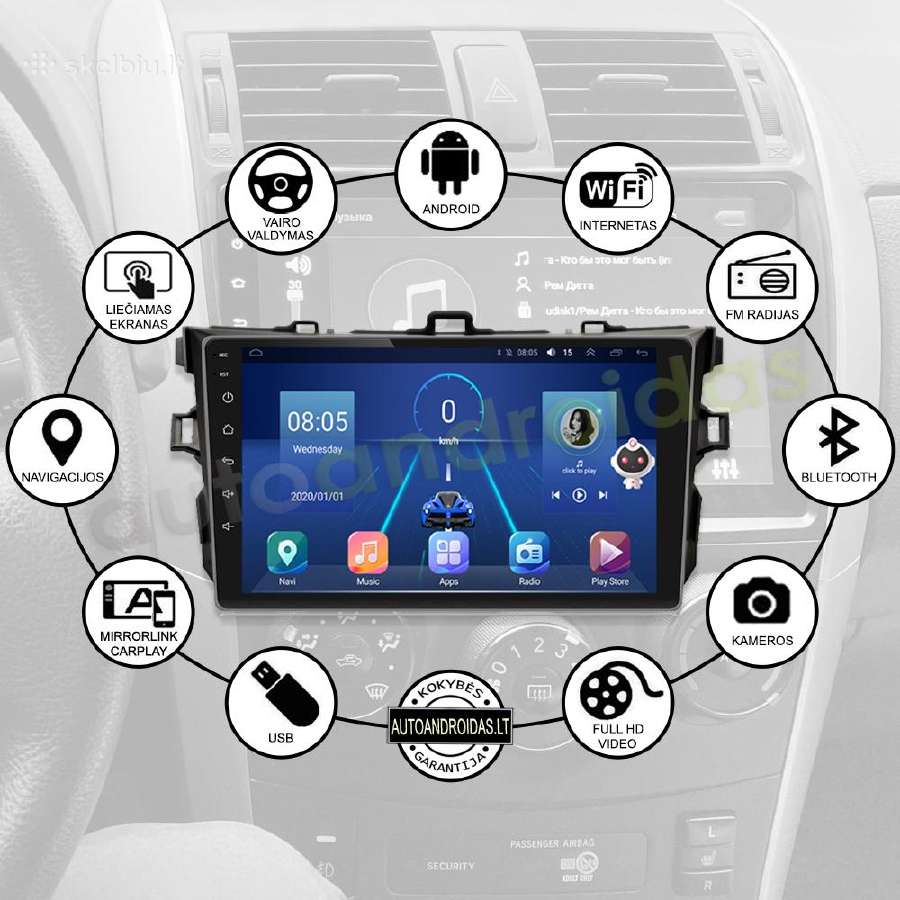 Toyota Corolla 2006-12 Android multimedia GPS/WiFi - nuotraukos Nr. 2