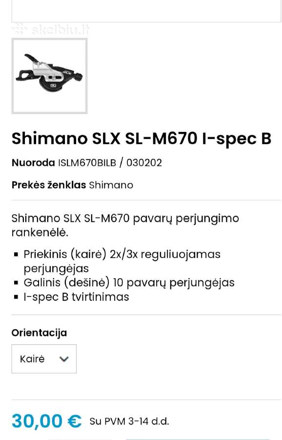 SLX plus SL m - 670 2-3-10 speed - nuotraukos Nr. 2