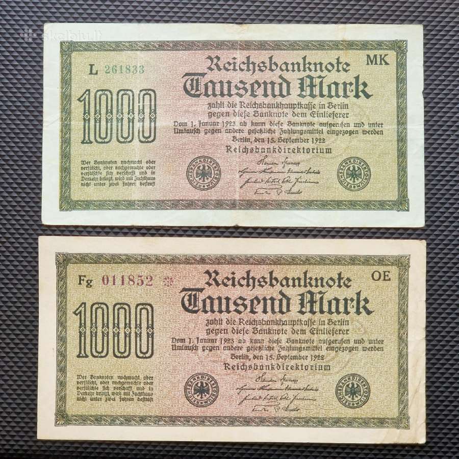 2 x 1000 mark 1922 Veimaro respublika
