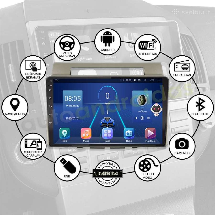 Toyota Corolla Verso Android multimedia GPS/9colių - nuotraukos Nr. 2