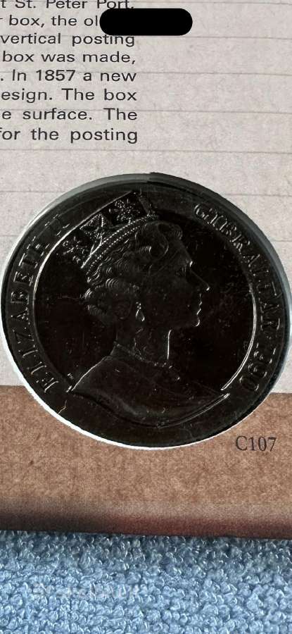 Moneta Gibraltar 1990m. 1 krona, cu-ni - nuotraukos Nr. 2