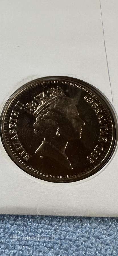 Moneta Gibraltar 1995m. 5 svarai, virenium - nuotraukos Nr. 2