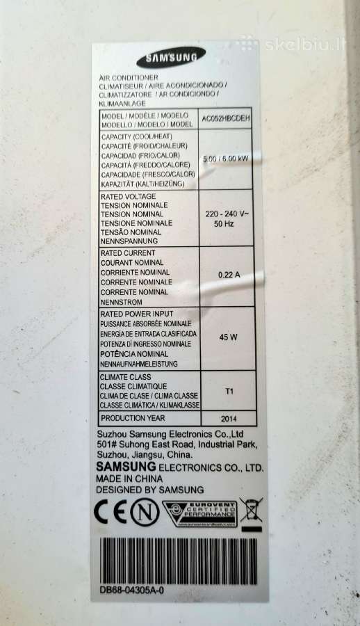 Kondicionieriaus „samsung“ Ac052hbcdeh/eu