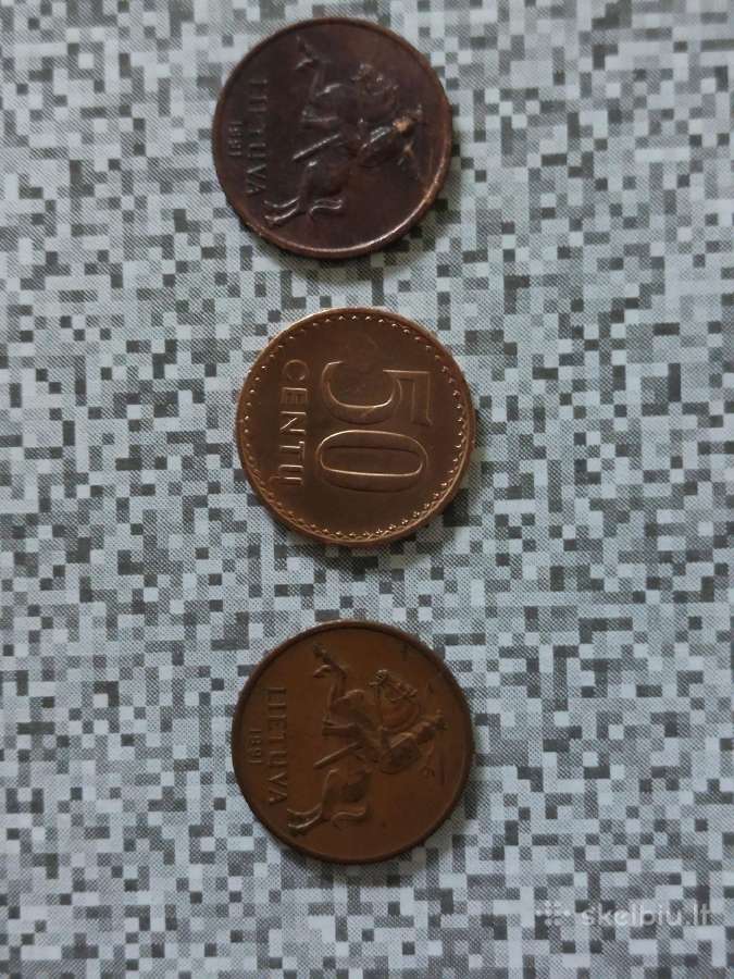Lietuviškos monetos 50 centų 1991 m. - nuotraukos Nr. 16